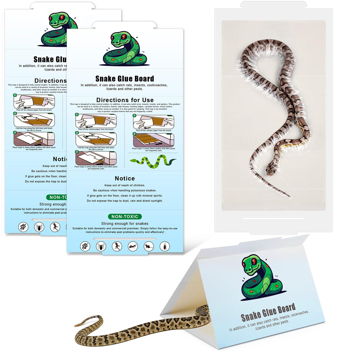 Qualirey snake glue trap 8x14 large board for broad-area catching indoors and out