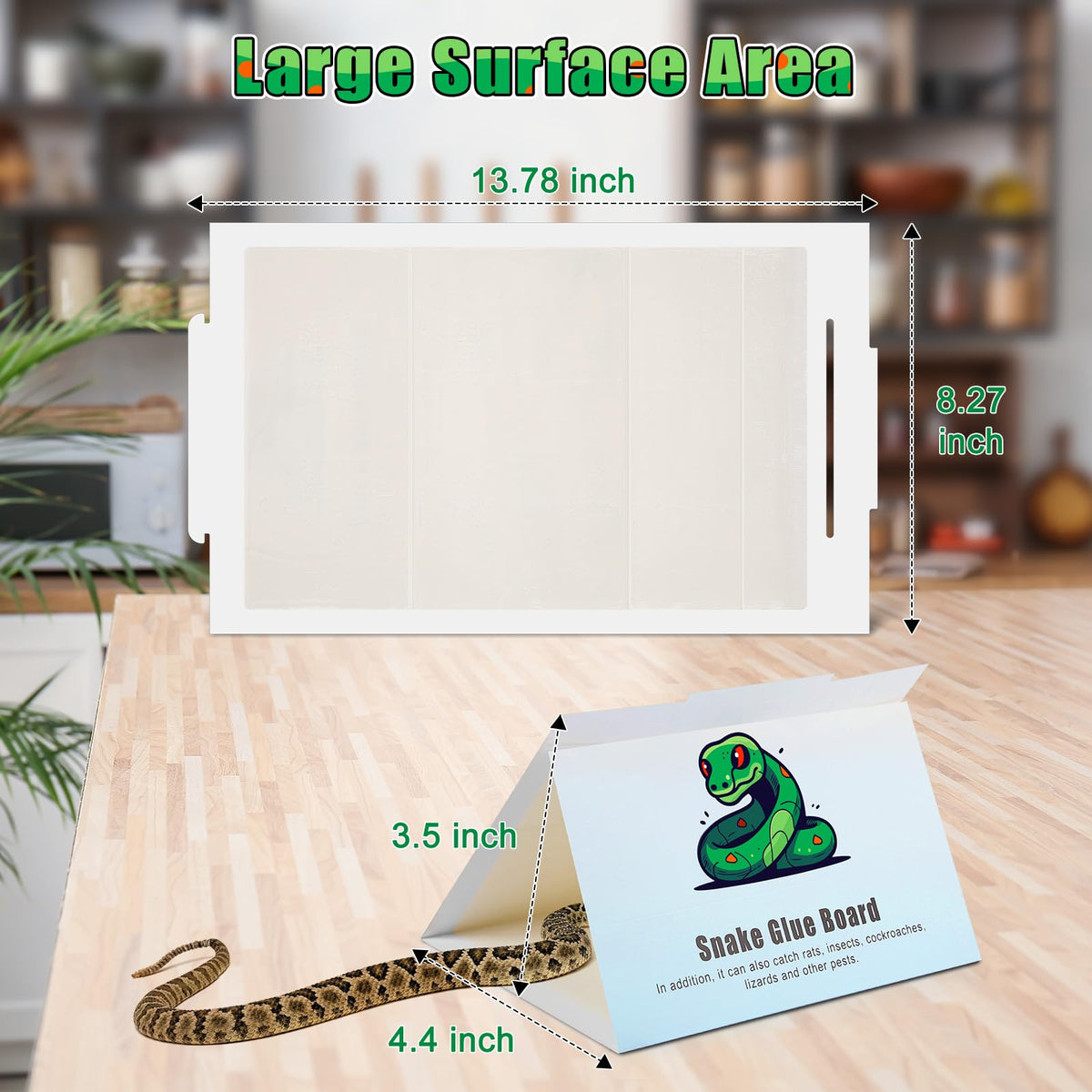 Qualirey snake glue trap with wide surface captures snakes in gardens and sheds