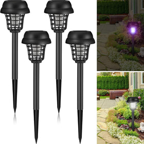 Qualirey solar bug zapper four-pack front view, ideal for outdoor mosquito control