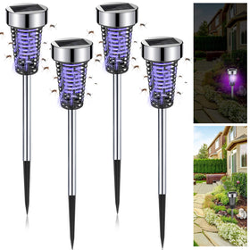 Qualirey solar bug zapper assembly for easy dusk setup