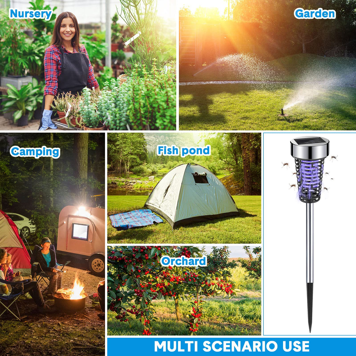 Qualirey bug zapper suitable for indoor and outdoor use with solar charging