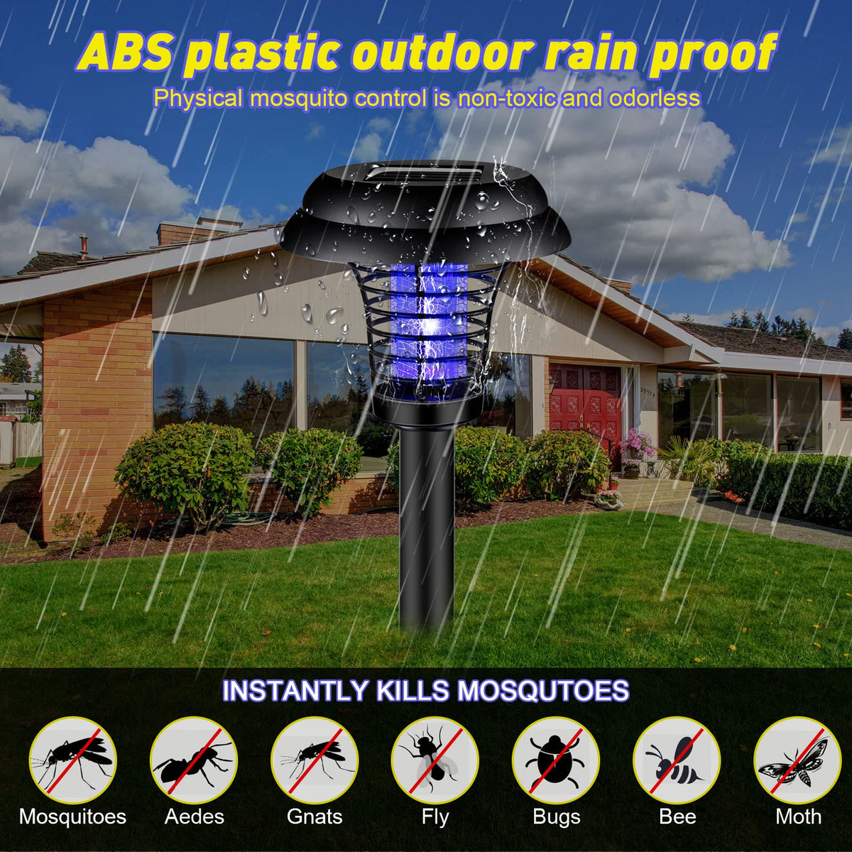 Qualirey solar bug zapper three position switch for day night use
