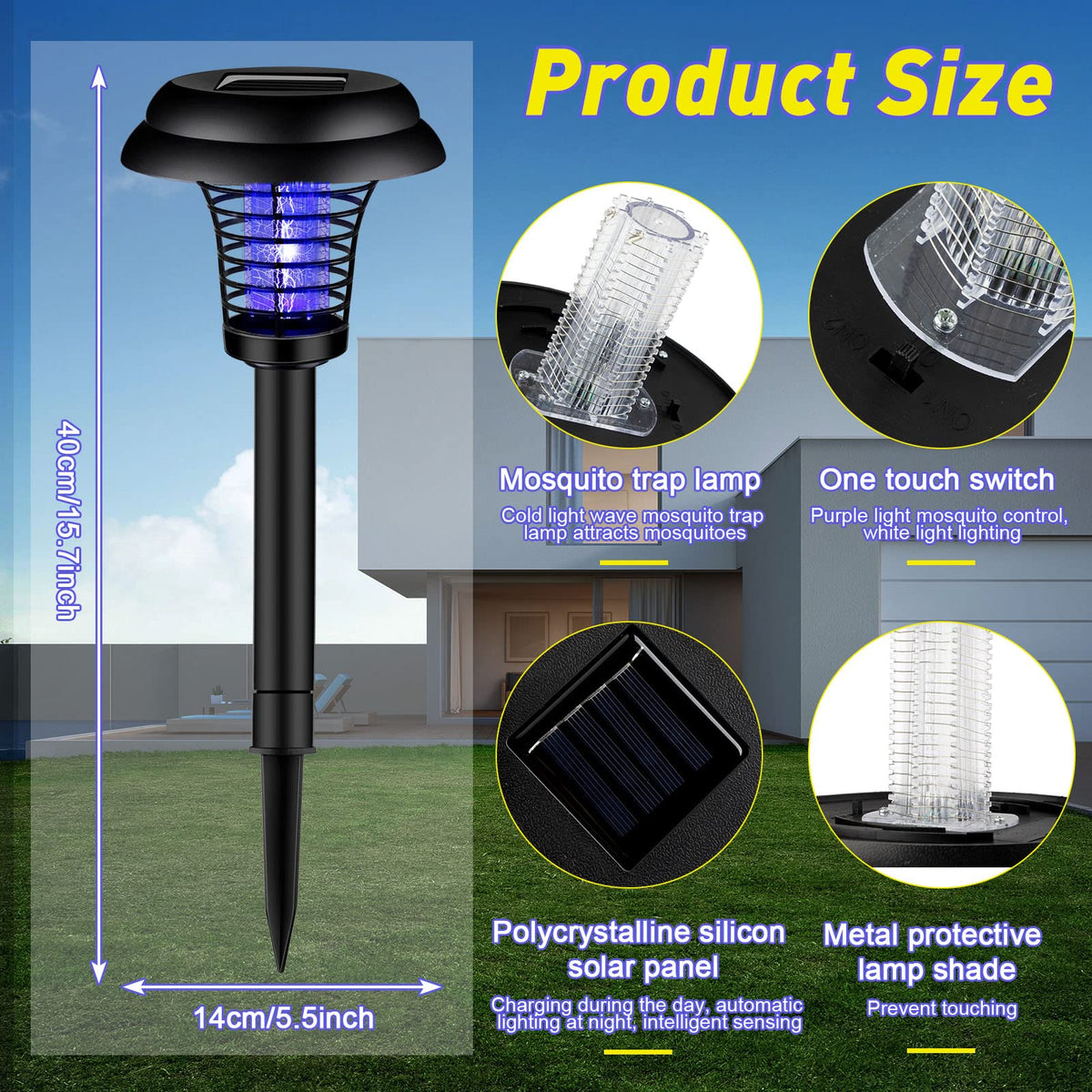 Qualirey solar bug zapper white light for practical outdoor lighting