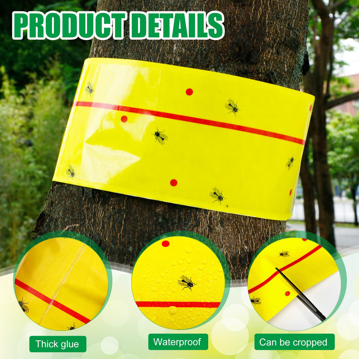 Qualirey adhesive tape wrapped around a large trunk to block climbing insects