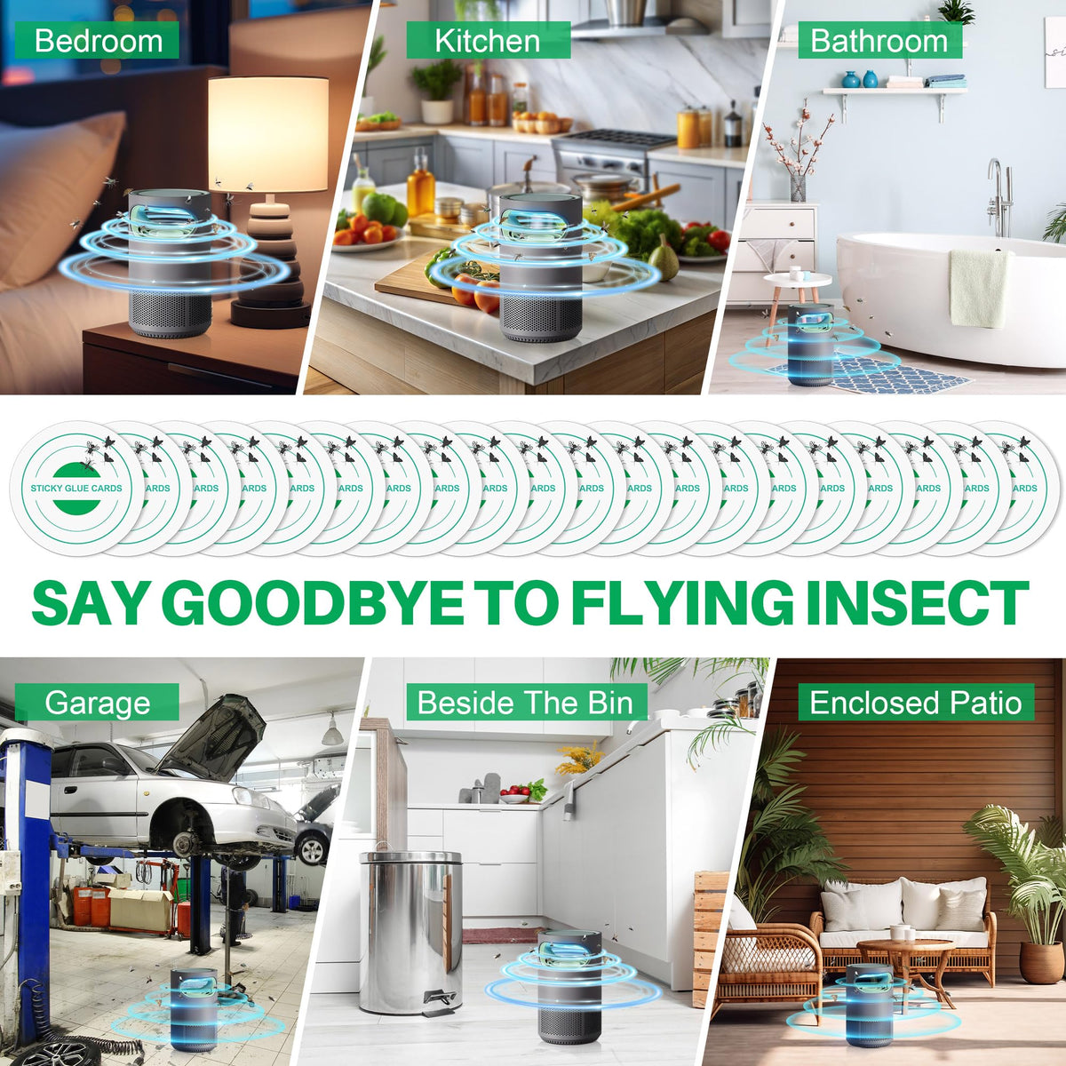 Qualirey trap in kitchen reducing mosquitoes and fruit flies with continuous protection