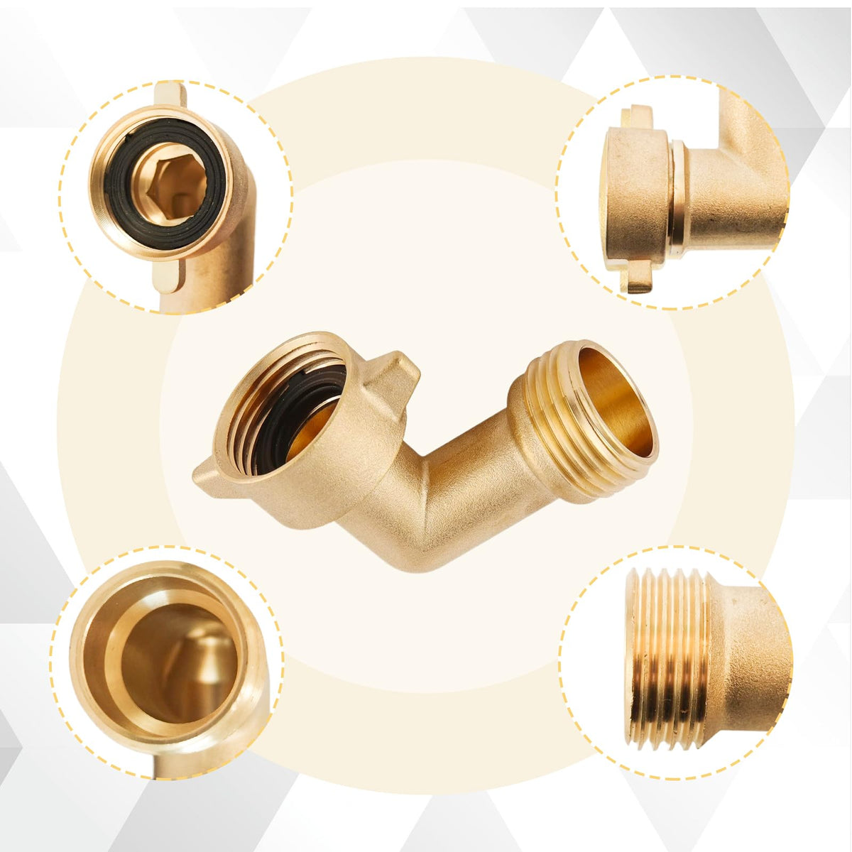 Qualory rustproof brass elbow with washers ensures leak-free connections in tight spaces