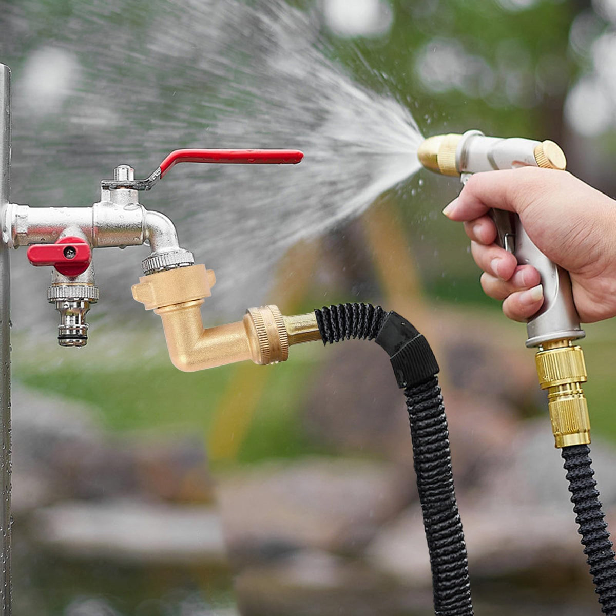 Qualory RV water hookup elbow connector suited for outdoor and travel setups