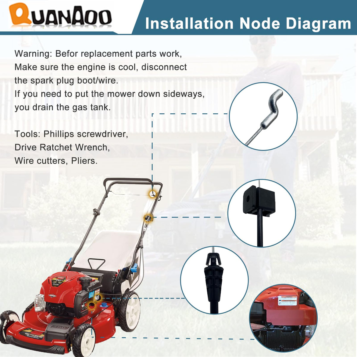 Quanaoo brake cable for Lawn-Boy models supports easy replacement