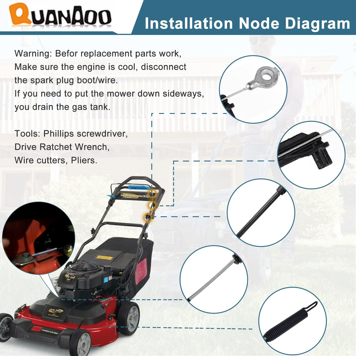 Quanaoo brake cable 133-1998 durable material emphasizes quality construction