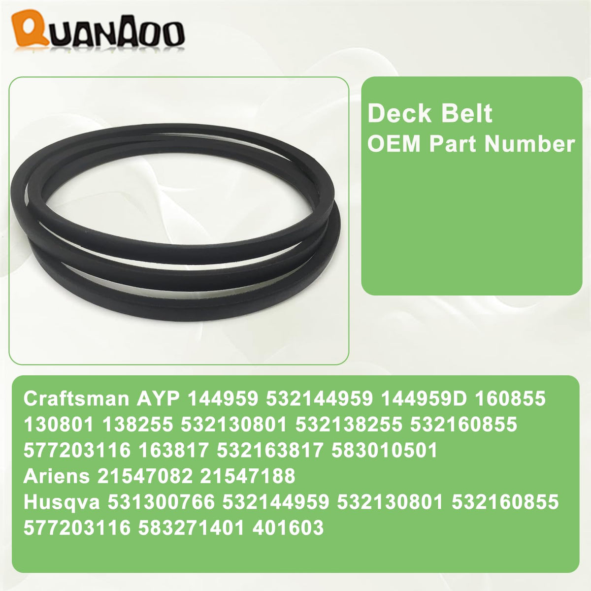 Quanaoo Craftsman 42-inch belt, ready for quick replacement on compatible mowers.