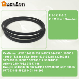 Quanaoo Craftsman 42-inch belt, ready for quick replacement on compatible mowers.