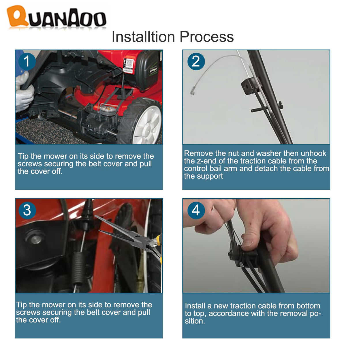 Quanaoo quick-install steps image demonstrating easy replacement process.