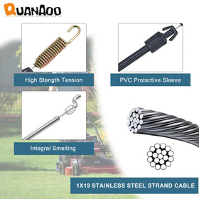 Quanaoo Z-bend end connector secures cable orientation on mower.