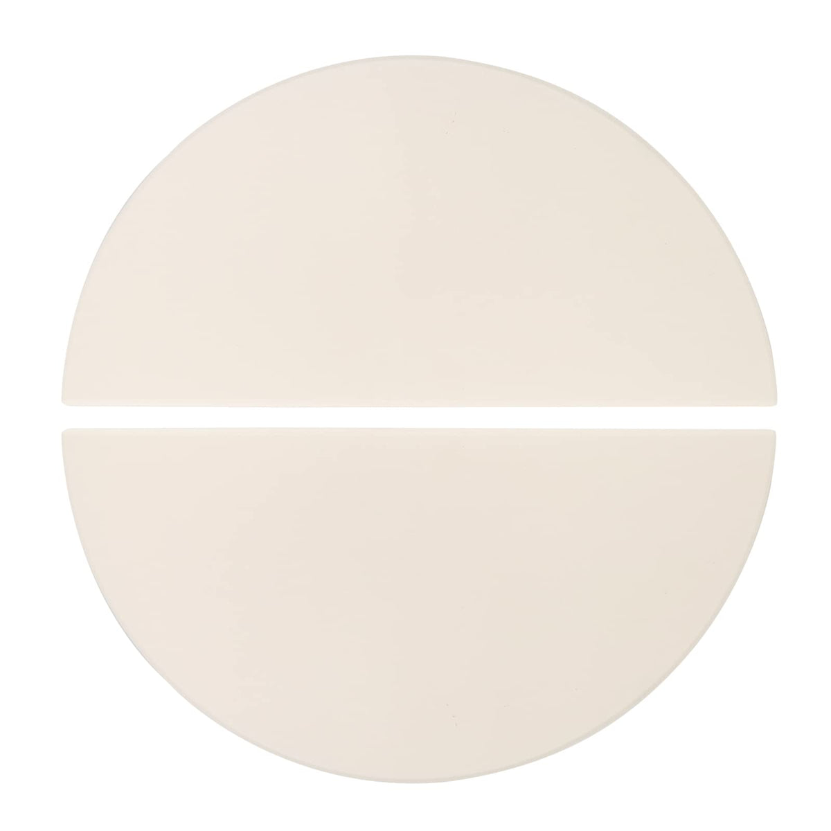 Quantfire half-moon ceramic heat deflector compatible with Kamado Joe for even heat circulation.