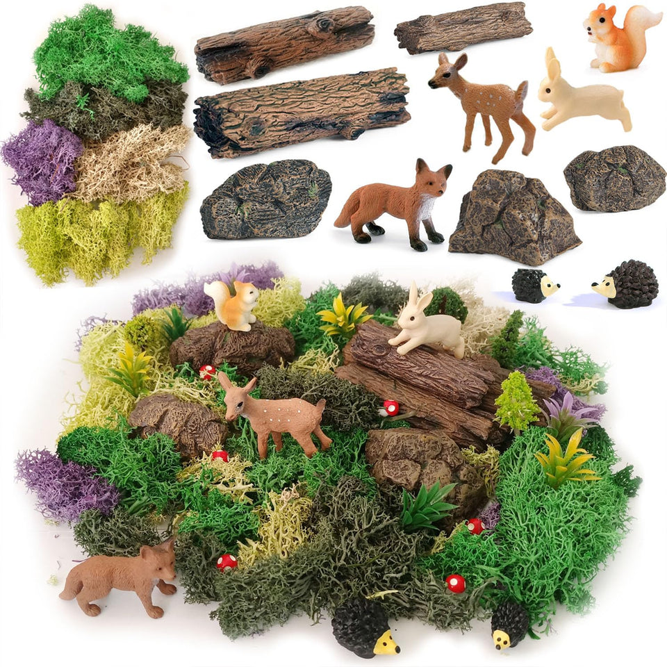 QuarenDen fairy garden 28pc kit for creative DIY miniatures.