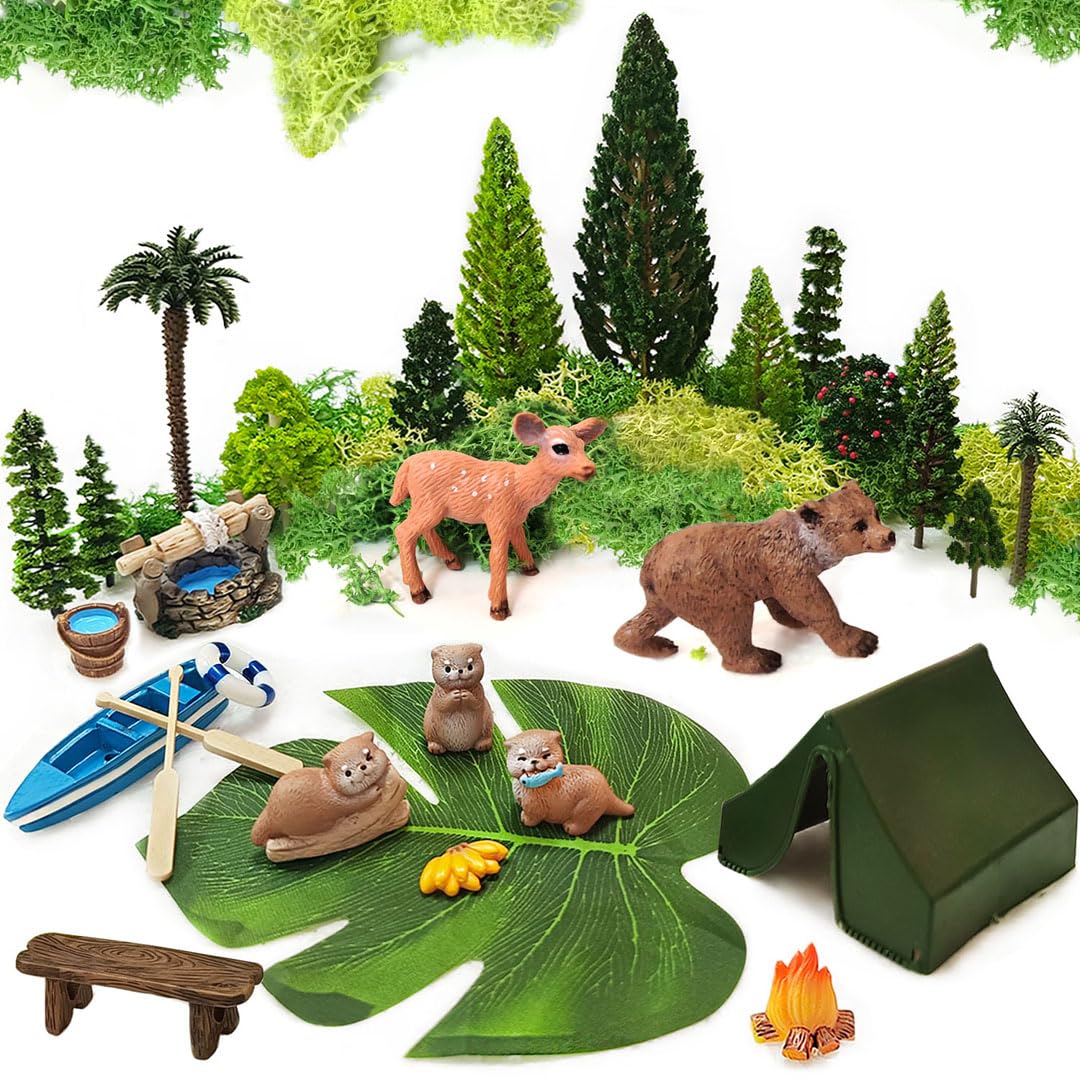 QuarenDen miniature garden kit with lifelike trees enhances desk decor