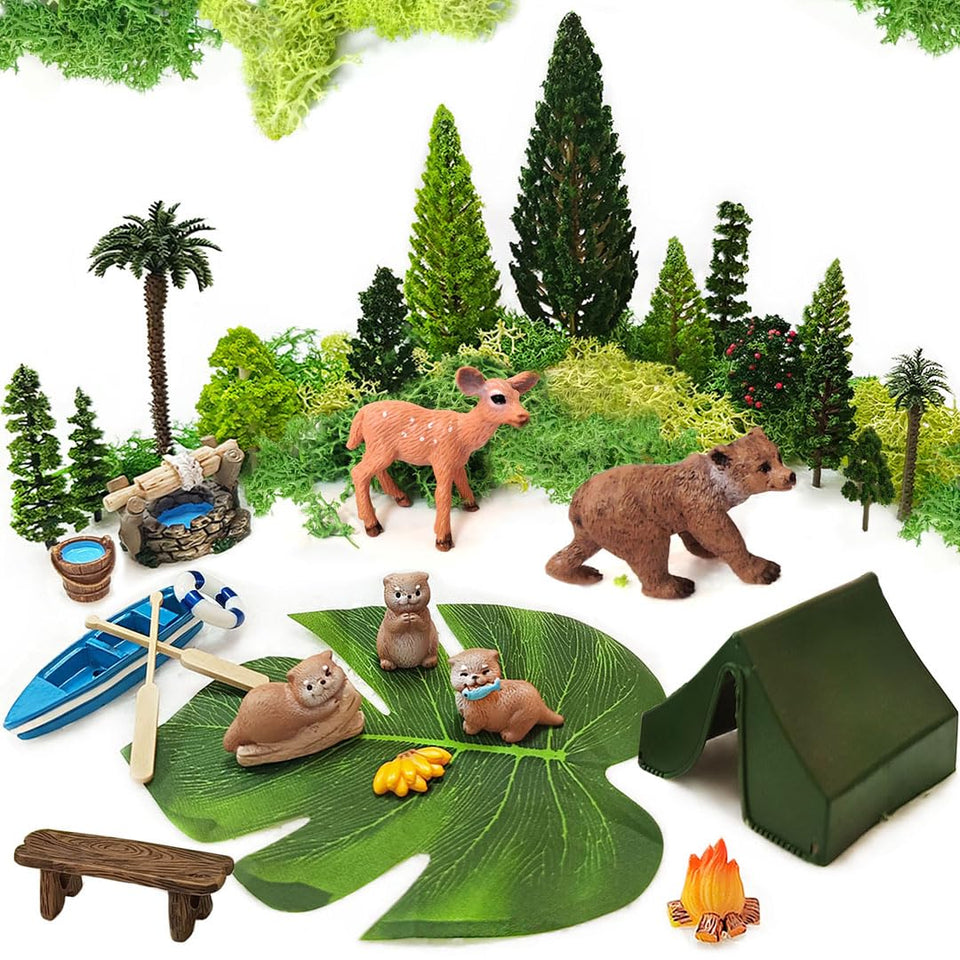 QuarenDen miniature garden kit with lifelike trees enhances desk decor