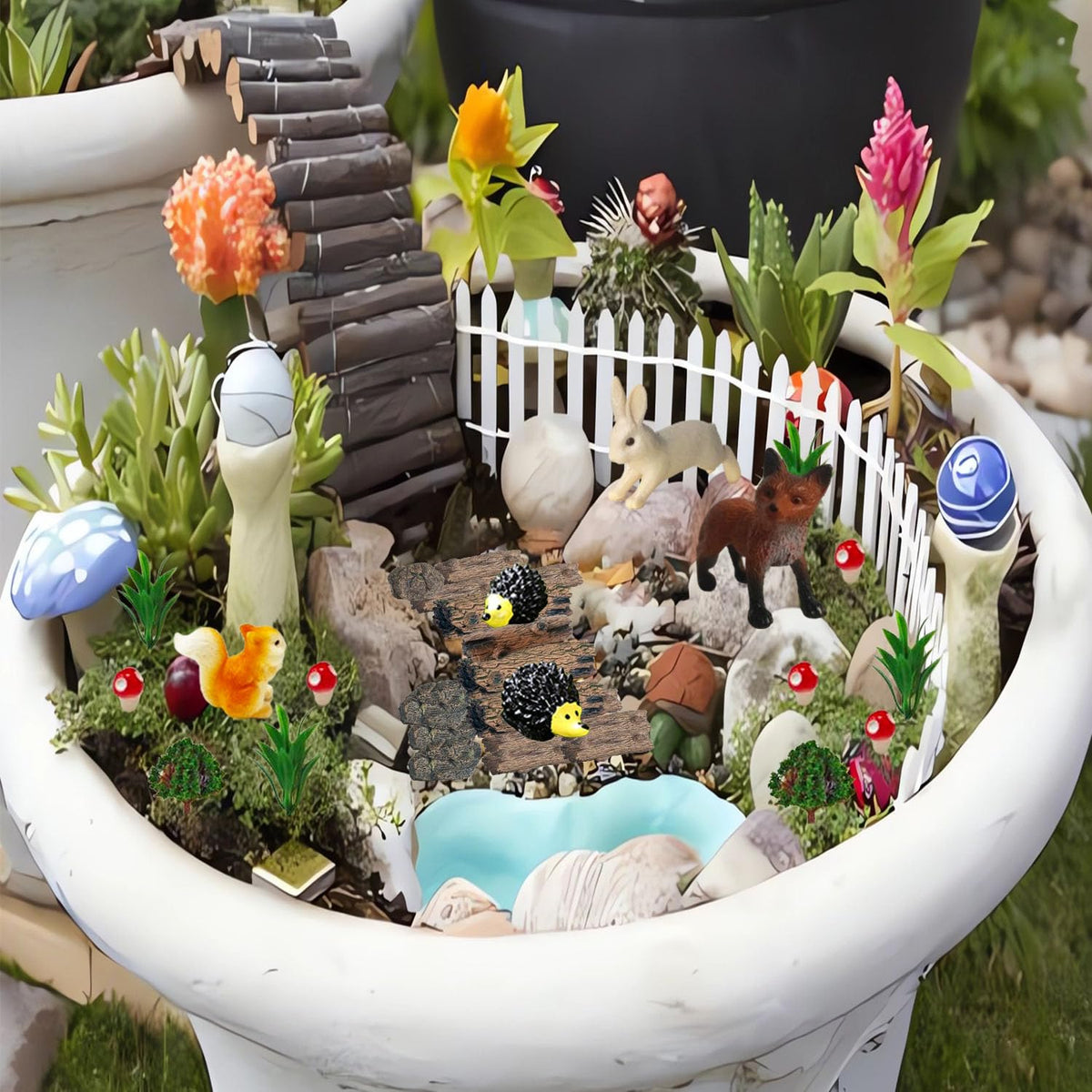 QuarenDen mushrooms brighten tabletop fairy scenes.