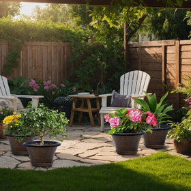 Quarut 12-inch planter on a deck demonstrates versatile indoor/outdoor use.