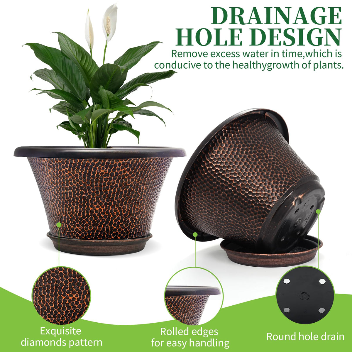 Quarut white antique-stain planter enhances modern decor while with UV-resistant resin.