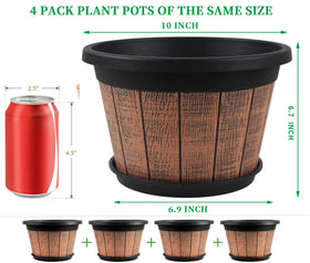 Quarut four-pack plant pots with trays keep surfaces clean and soil contained.
