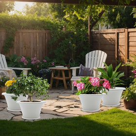 Quarut decorative resin pots add timeless style to any garden or balcony
