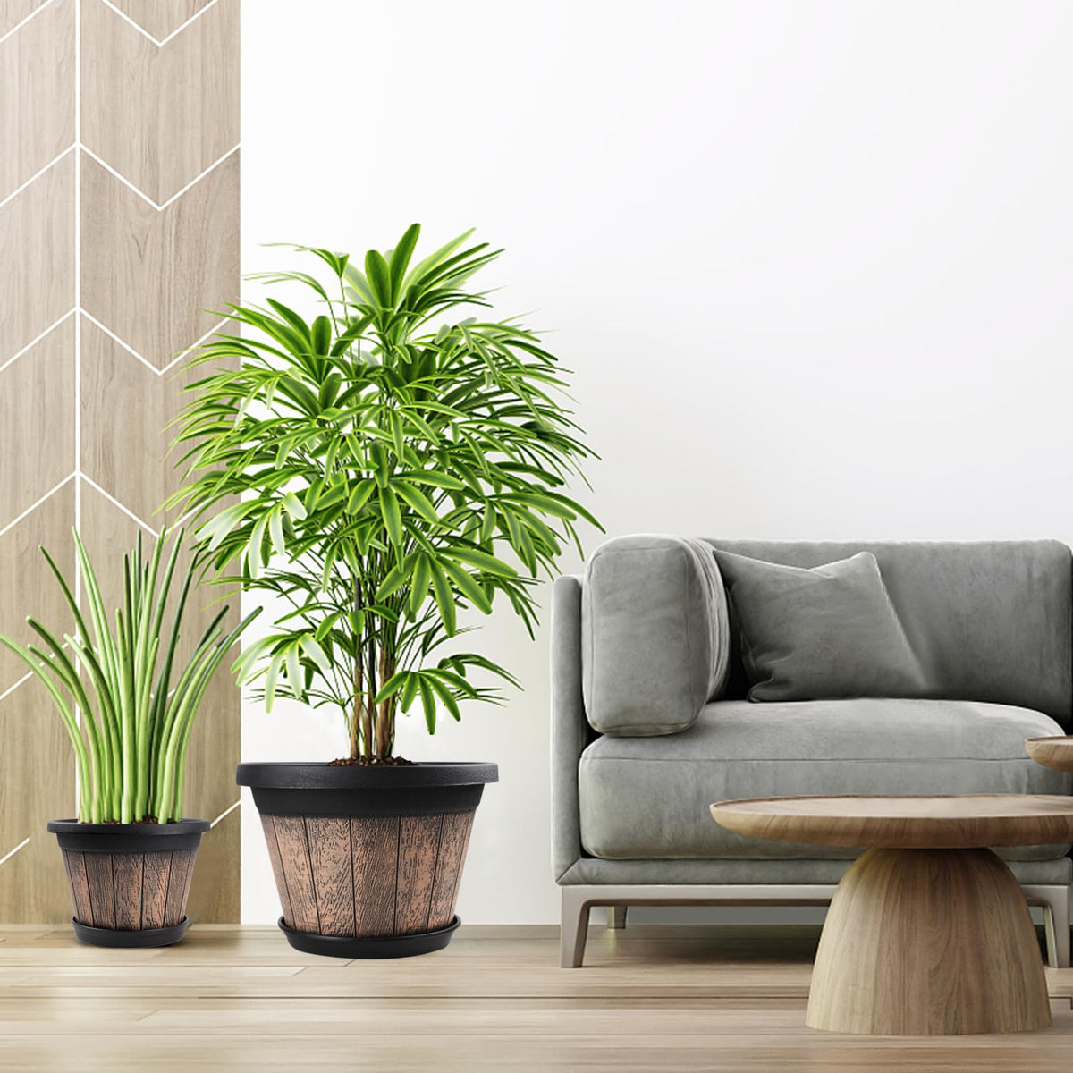 Quarut durable resin planter suitable for indoor and outdoor use.