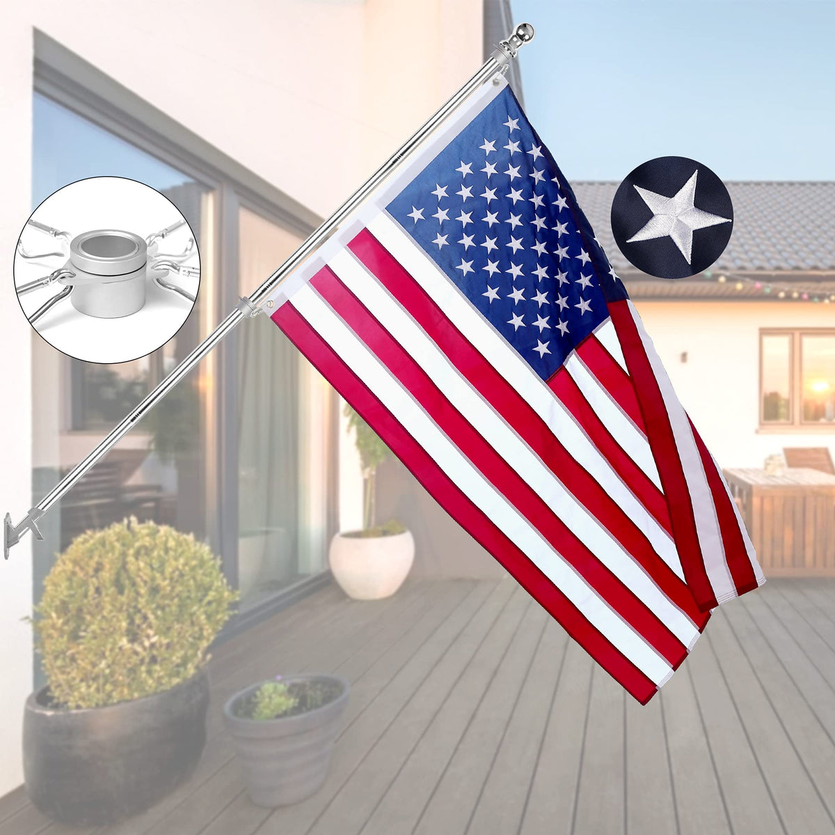 Quarut flag pole kit with a 6ft pole for outdoor display