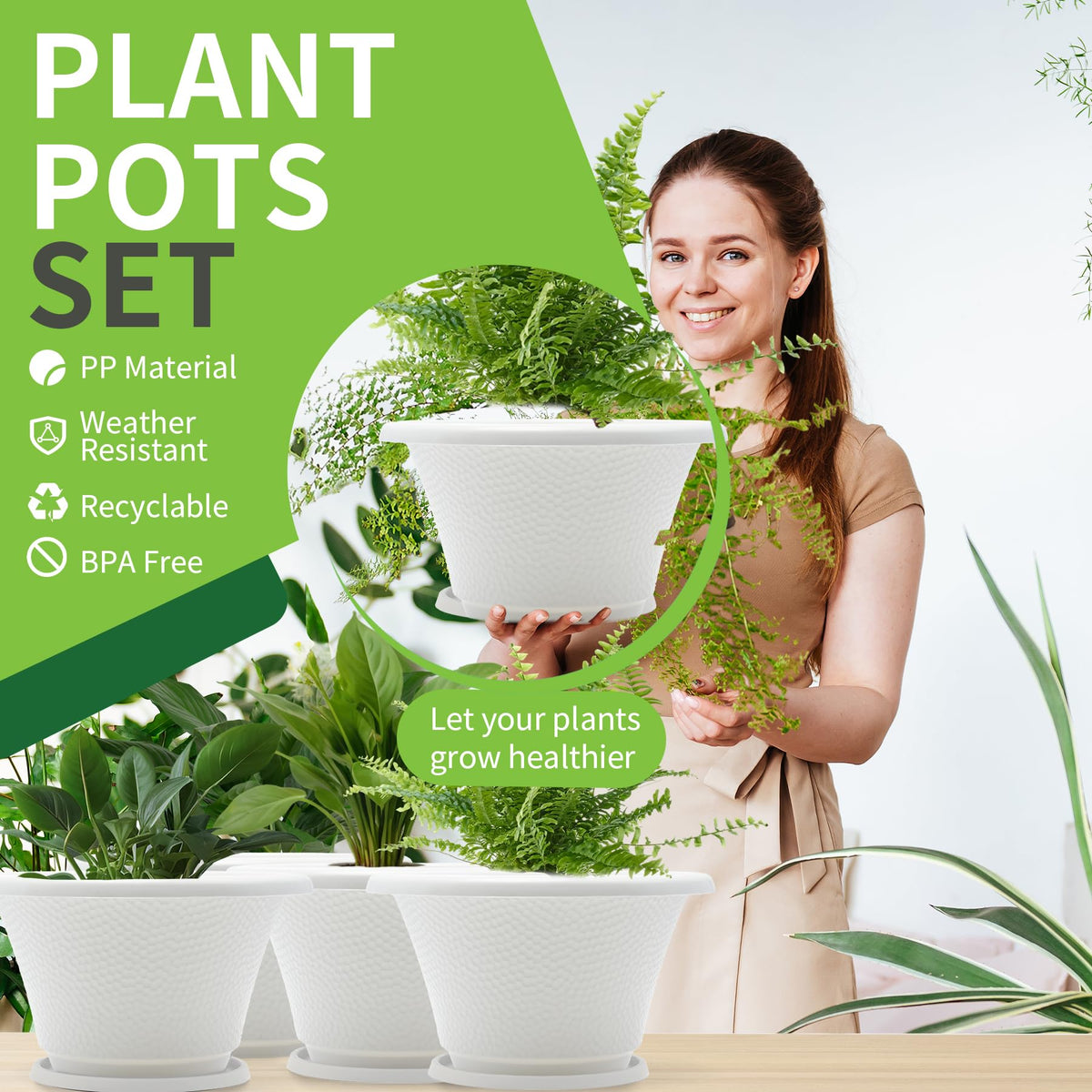 Quarut four-pack plant pots on display for easy visual reference