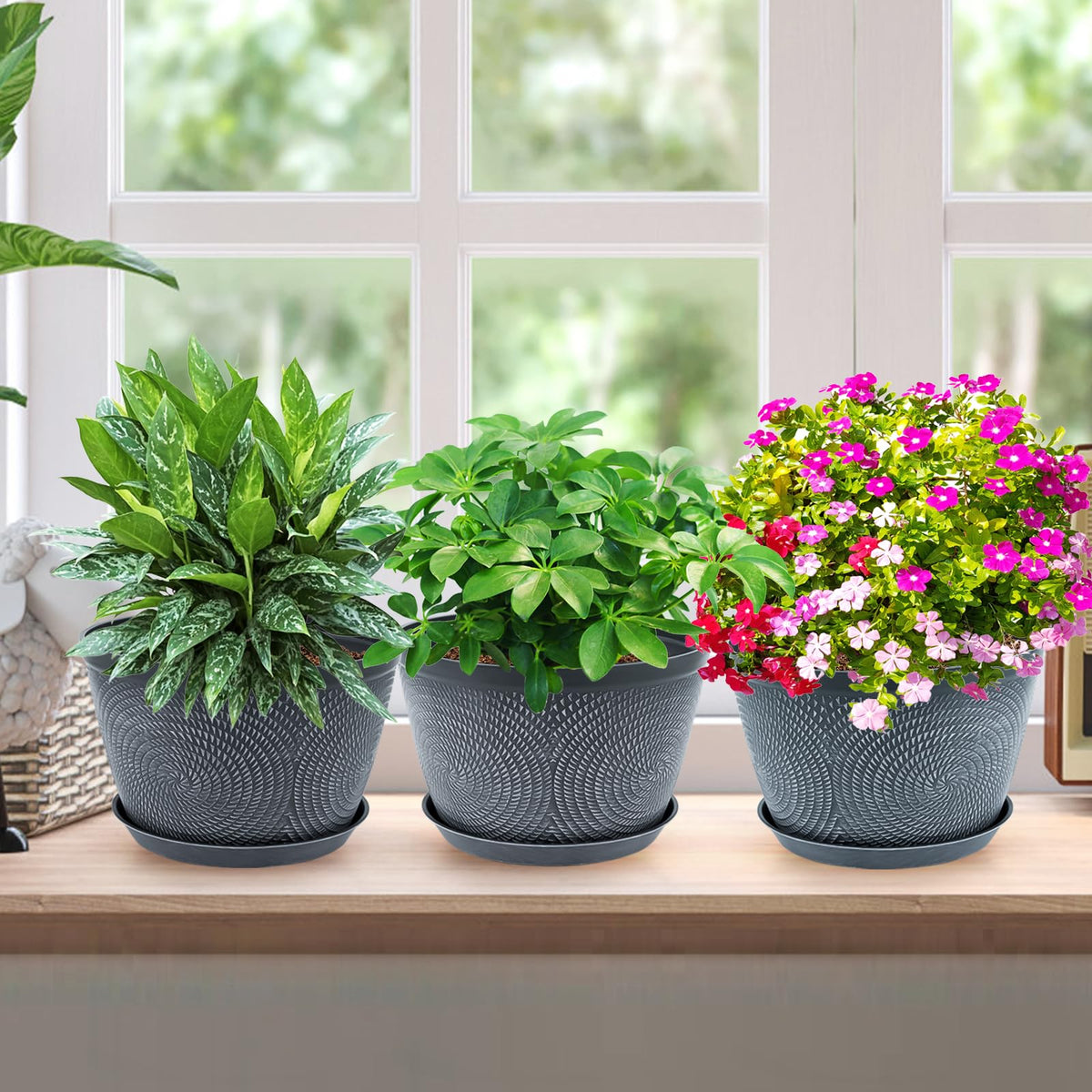 Quarut indoor-outdoor planter suits many houseplants and adds a contemporary touch.