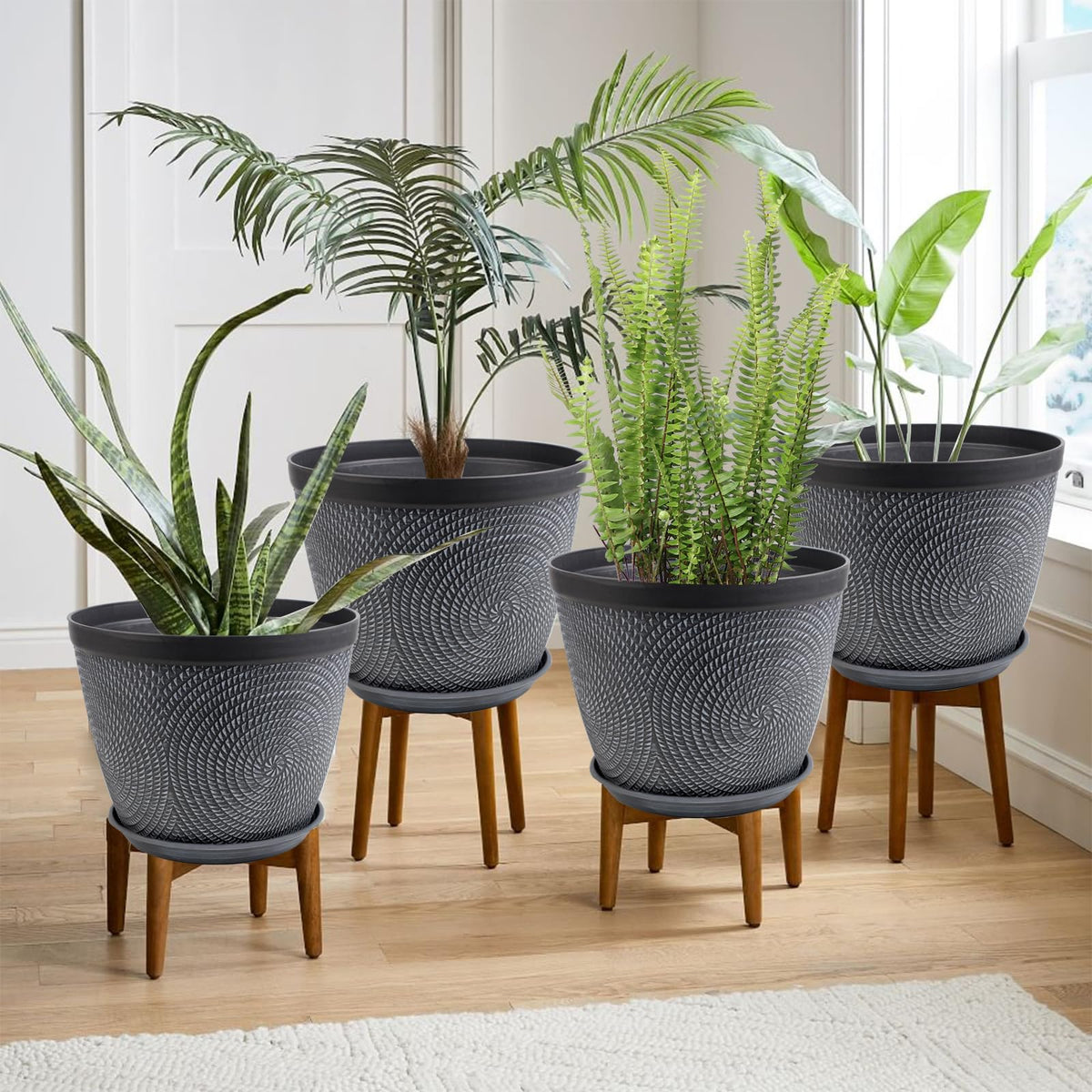 Quarut large 12-inch pot with drainage holes, supports healthy root moisture.