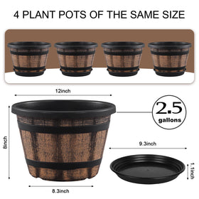 Quarut whiskey barrel planter side view highlighting sturdy outdoor use