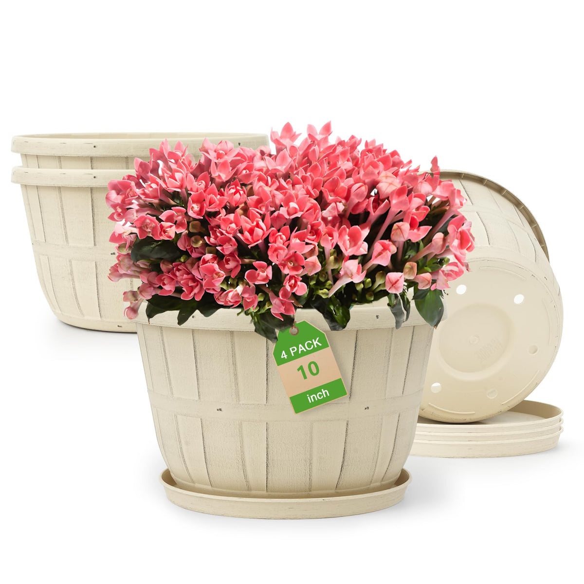 Quarut wine-barrel design 10-inch pot adds a classic touch to indoor décor
