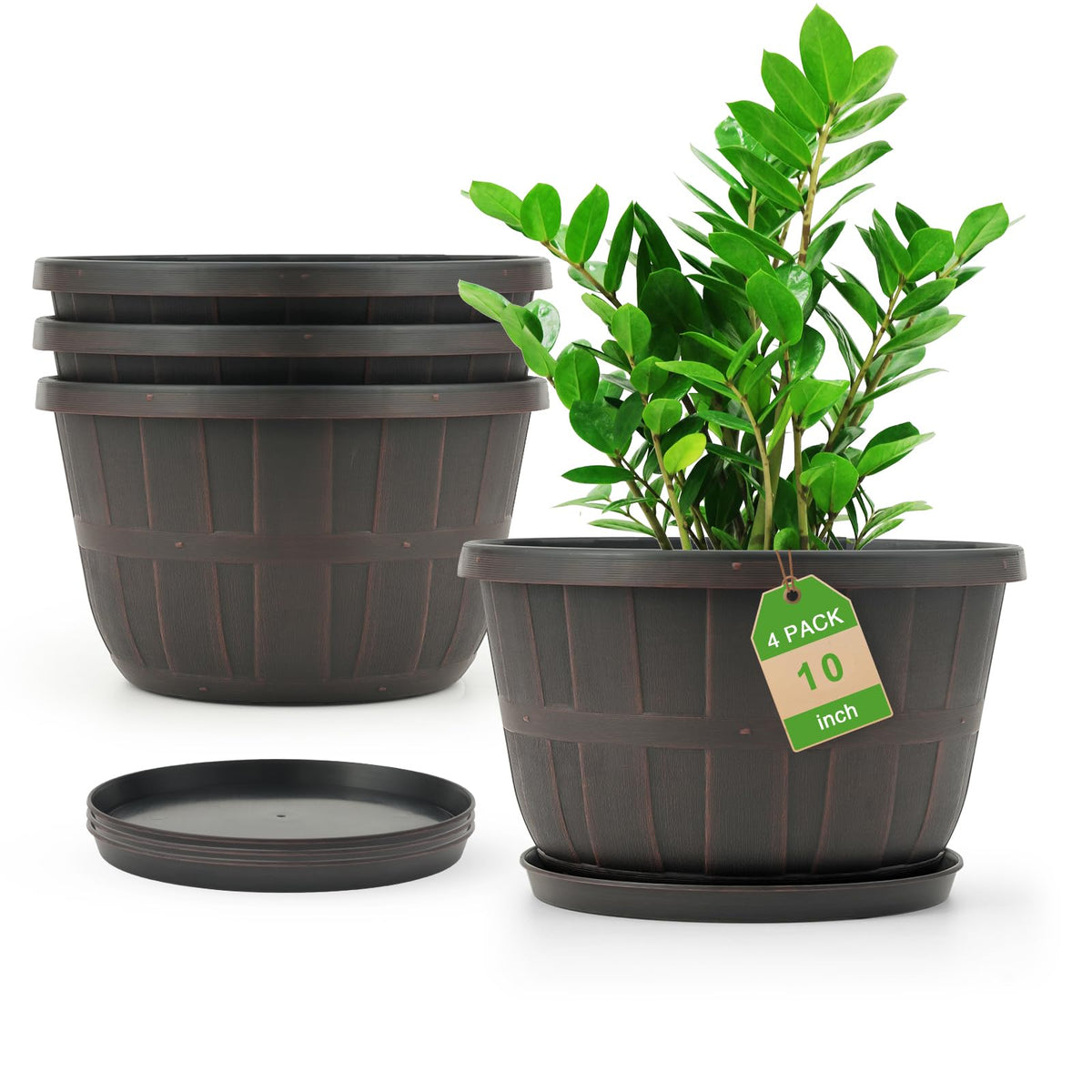 Quarut wine barrel planter 10-inch with drainage holes promotes healthy root air flow.