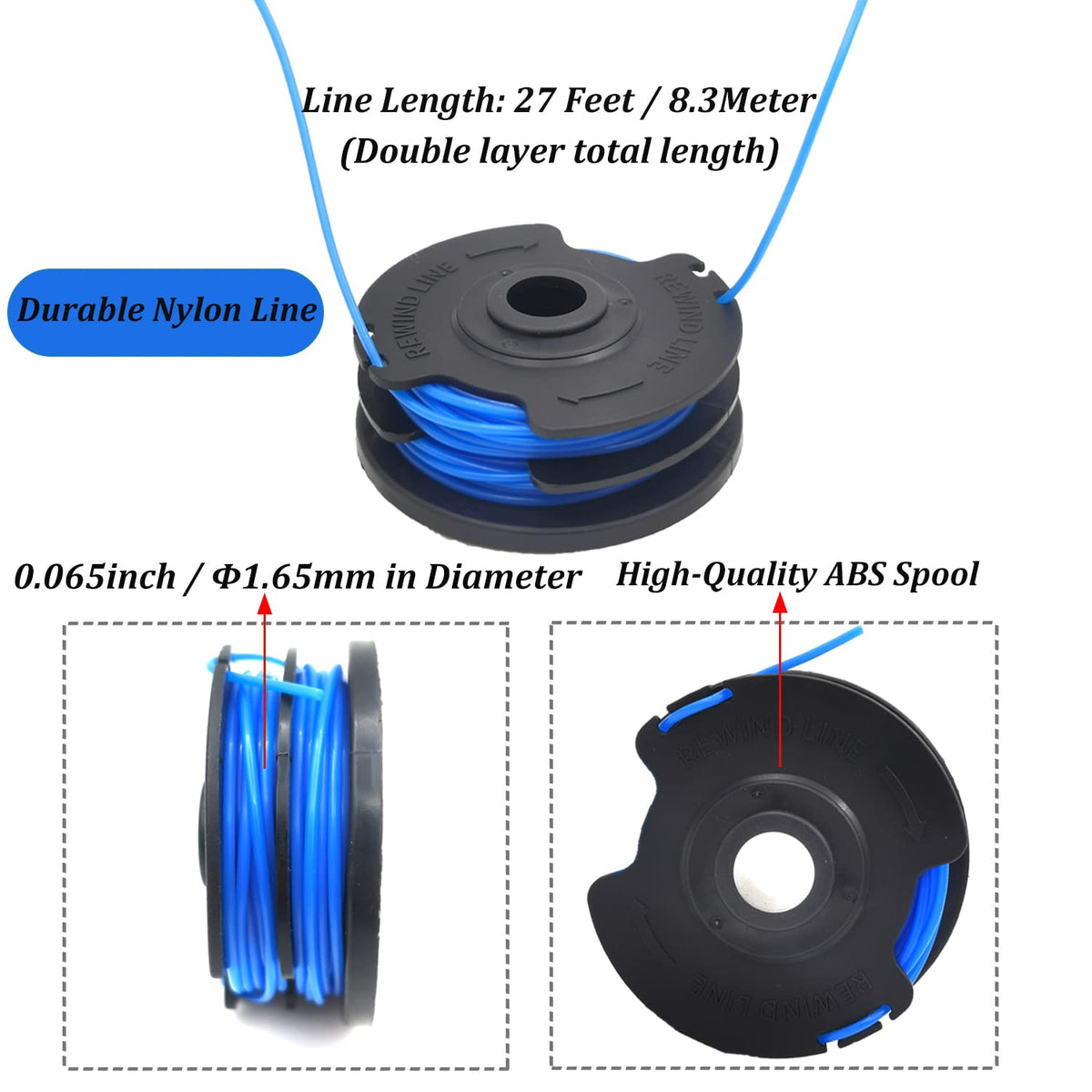 QUASION AC41RL3 0.065 inch line diameter highlights wider cutting reach