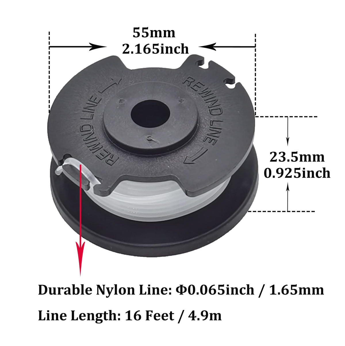 QUASION durable ABS/polyamide line withstands yard work without breaking.