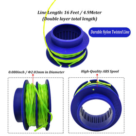 QUASION easy-to-replace spool enables quick line swaps.