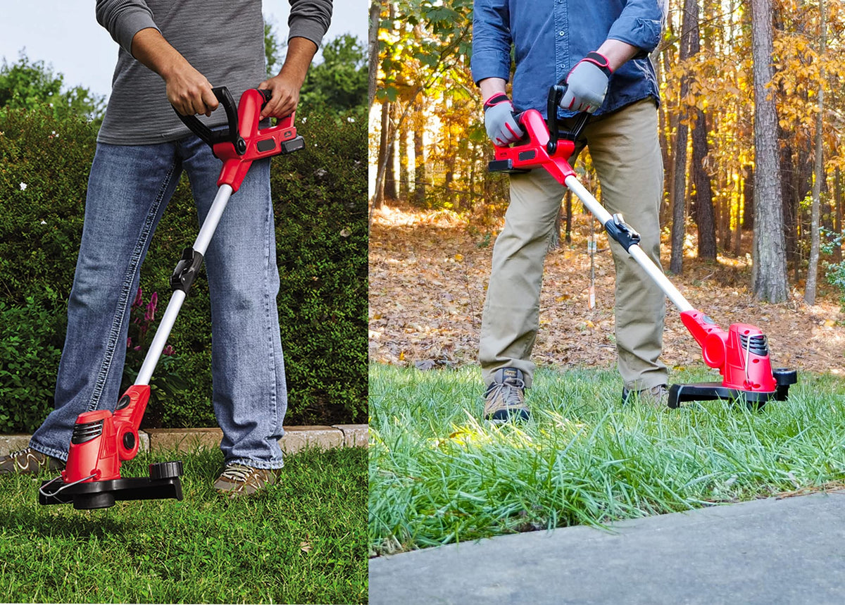 QUASION replace-spool-in-action shown for quick garden chores.