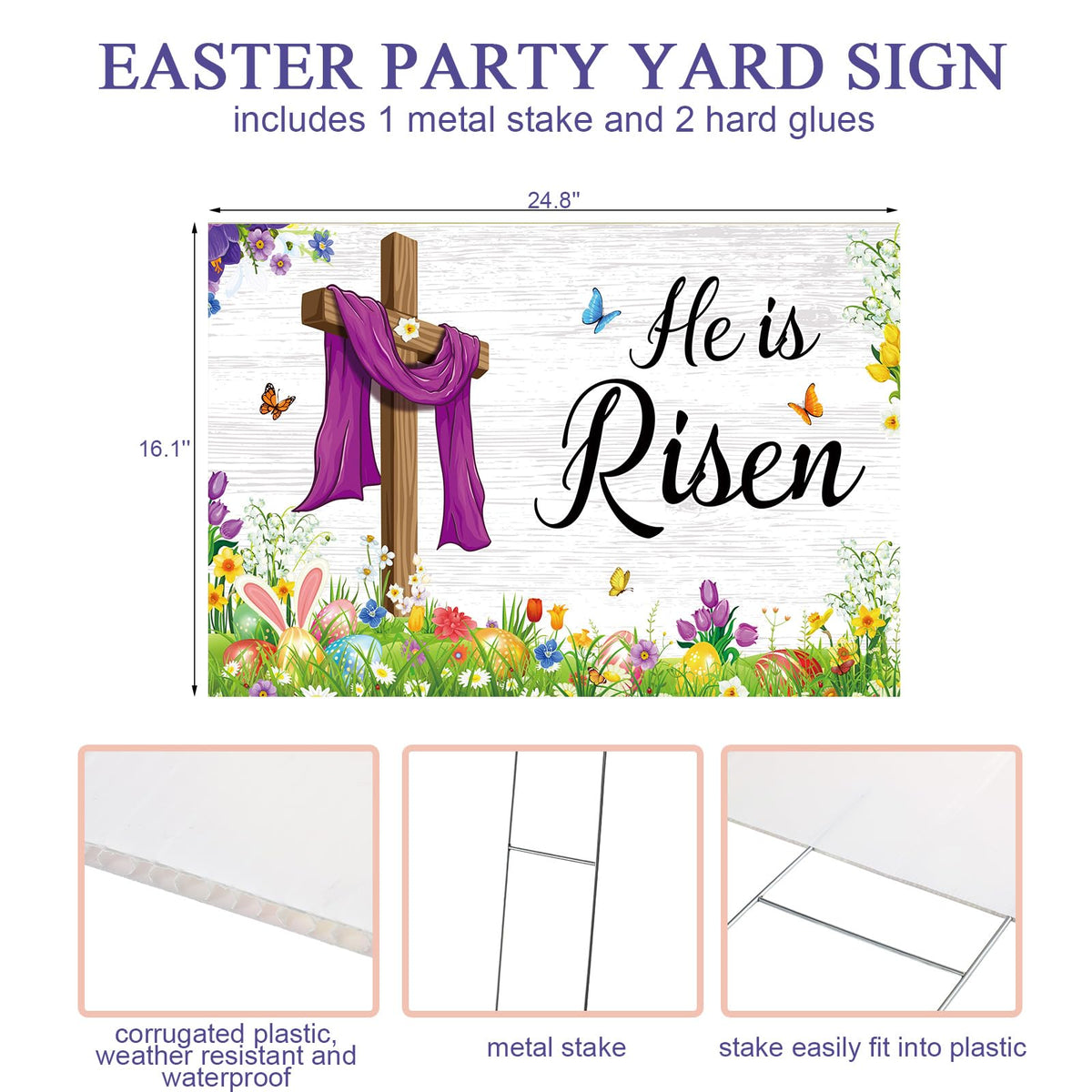 Queekay yard sign with sturdy metal stake stays securely in windy conditions.