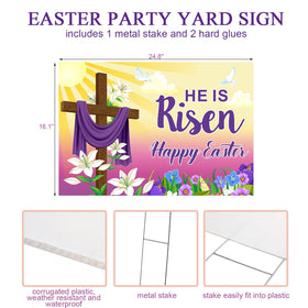 Queekay Easter yard sign sunrise cross with florals for outdoor charm