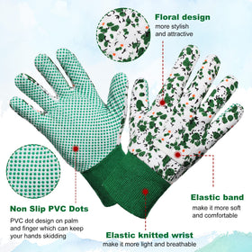 Queekay floral garden gloves style D ensure flexible motion for weeding and harvesting.