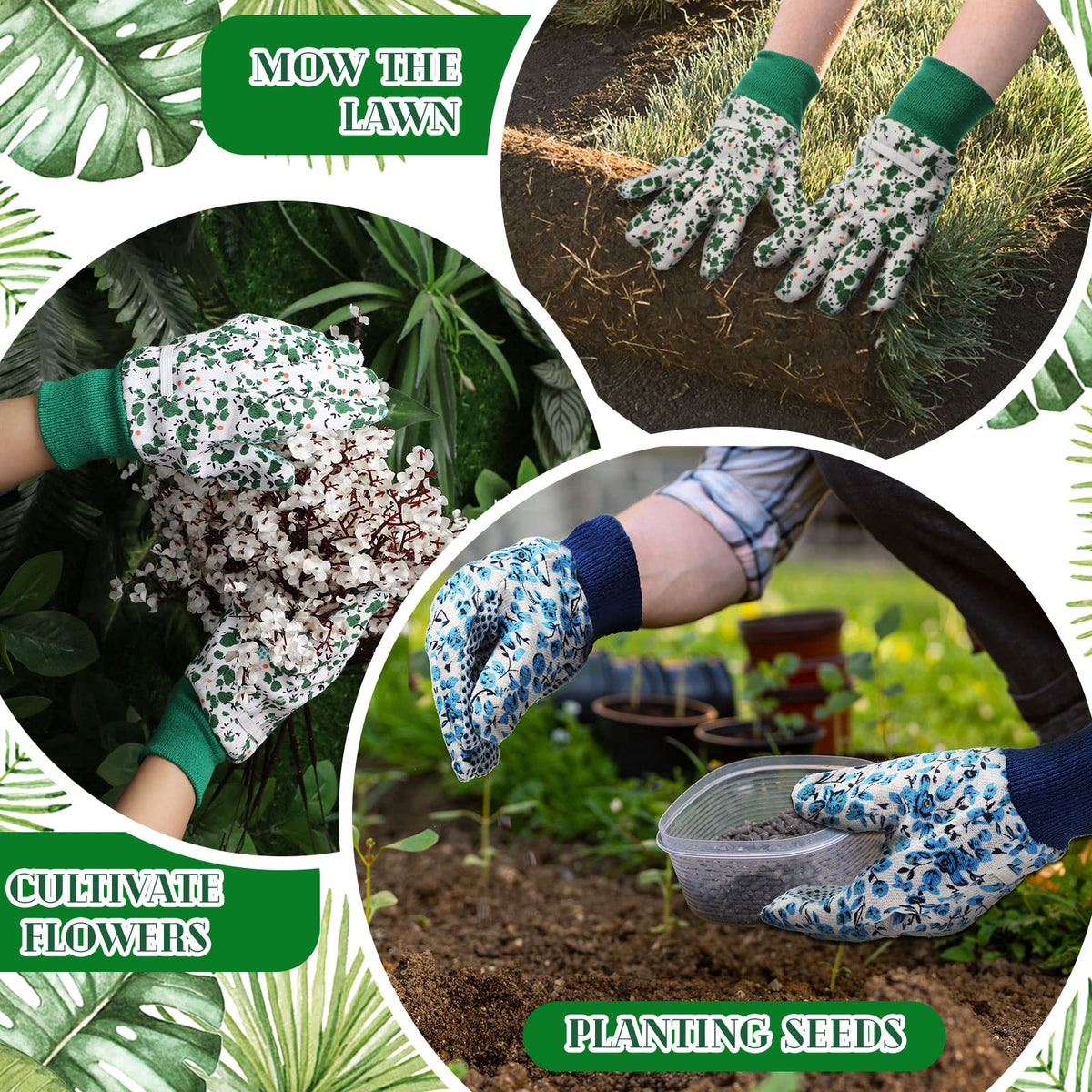 Queekay palm-dots-grip gloves enhance non-slip grip for delicate digging tasks.