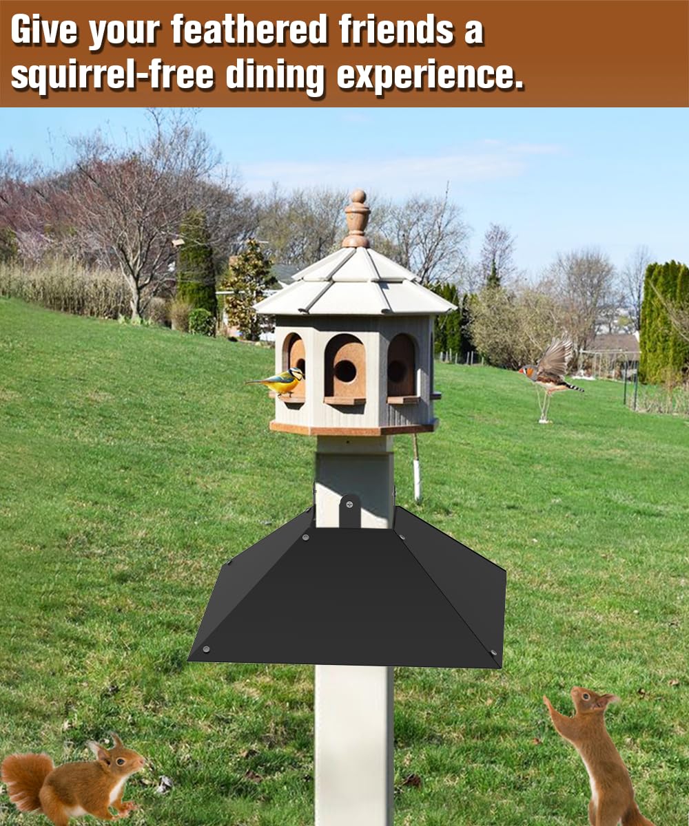 Queension 17-inch baffle provides wide coverage against climbing wildlife.