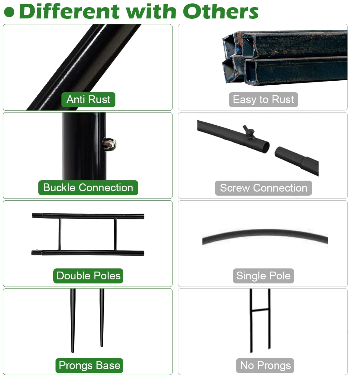 Queension garden-arch-circle-stand enables easy one-person assembly in outdoor space.