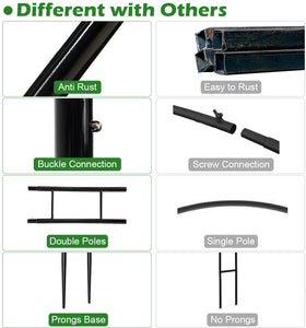 Queension garden-arch-circle-stand enables easy one-person assembly in outdoor space.