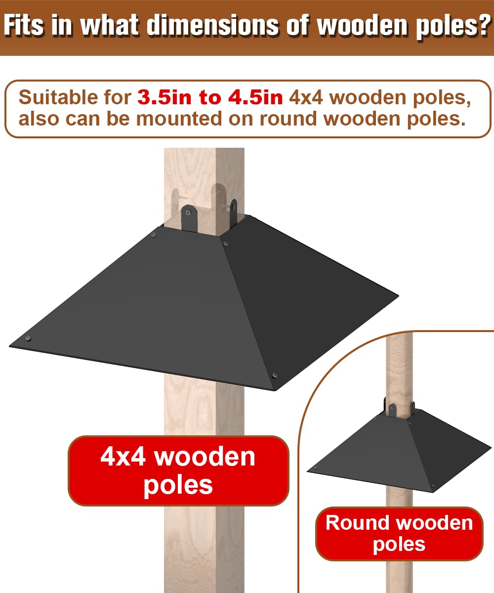 Queension metal squirrel baffle installation around a post for simple, effective deterrence.