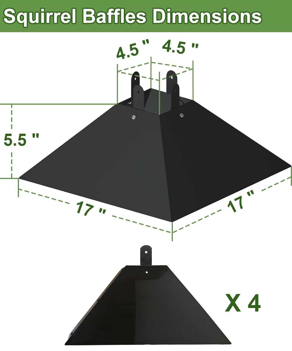 Queension guard for 4x4 posts protects feeders in open spaces.