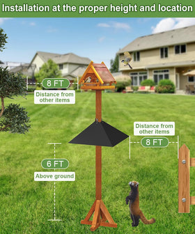 Queension keeps birds feeding peacefully by reducing access for raccoons.