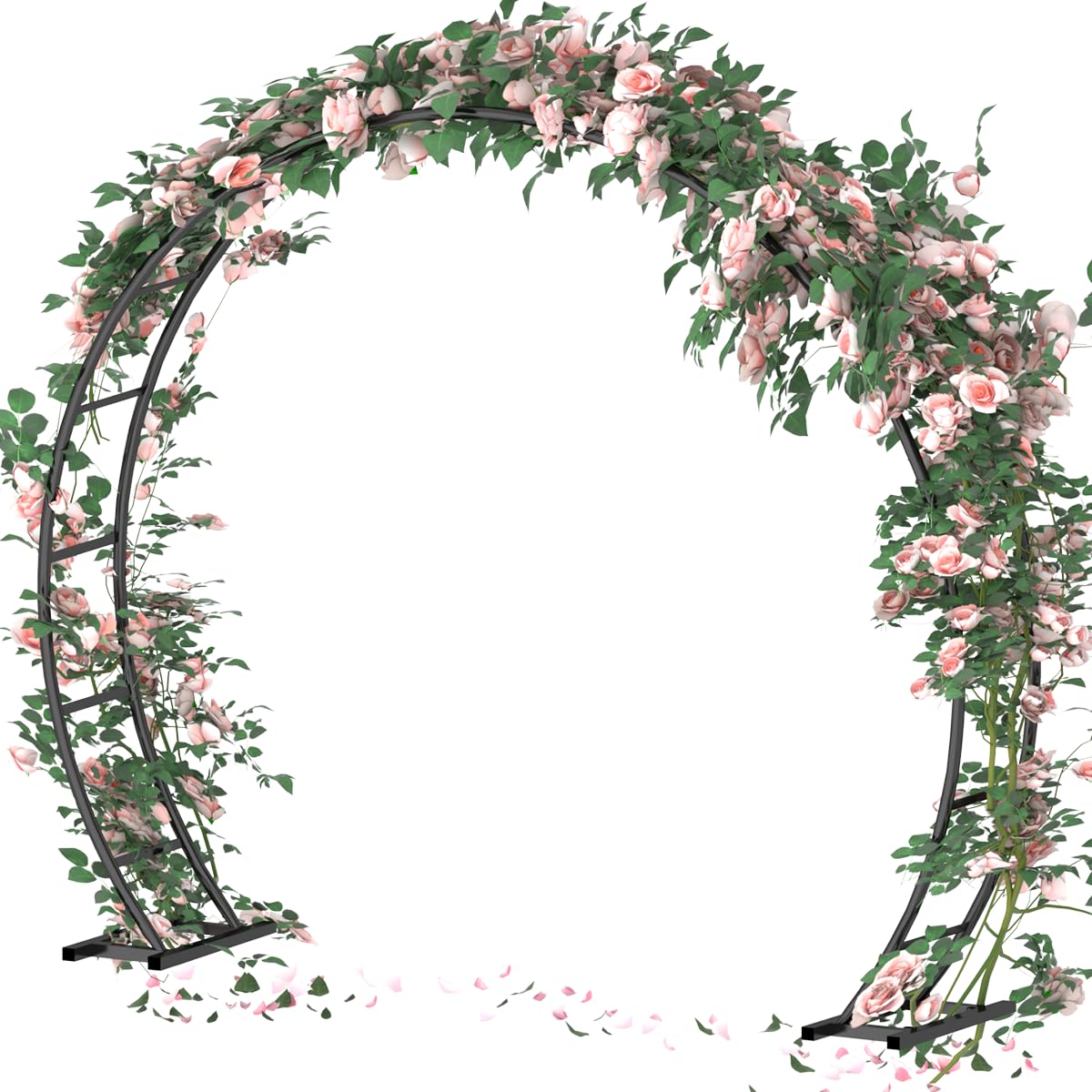 Queension metal wedding arch 8ft wide round frame, ideal for ceremony backdrops and photos.