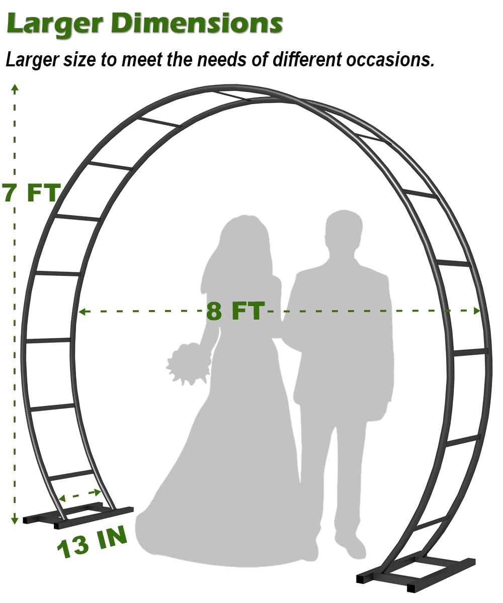 Queension wedding arch round frame with ground bases ensures stable outdoor setup.